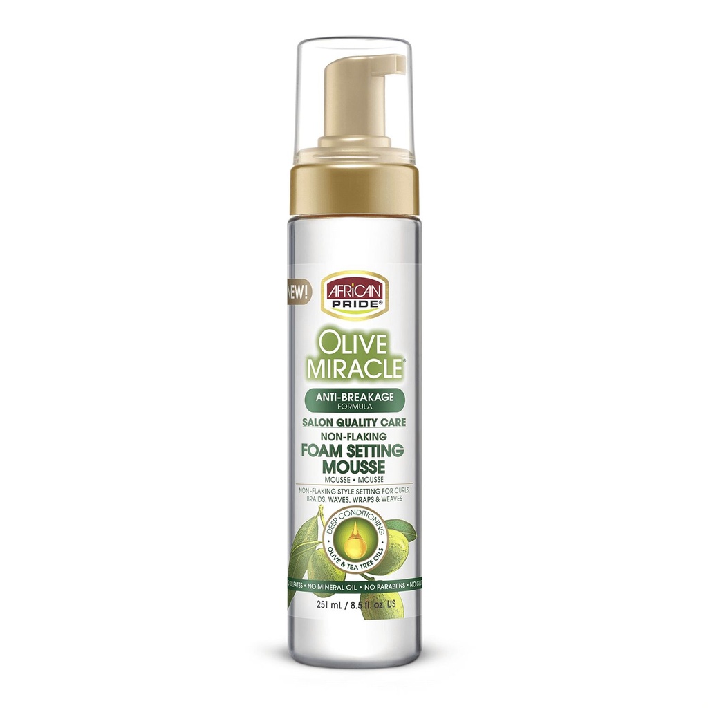 [FD] African Pride Olive Miracle Anti breakage formula Foam setting mousse, 8,5 oz. (251ml)