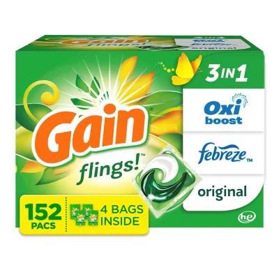 Gain Flings Detergent   (4 bags, 152 packs)
