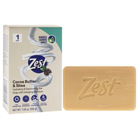 Zest Deodorant Bar Soap - Cocoa Butter and Shea for Women 7 oz Bar Soap