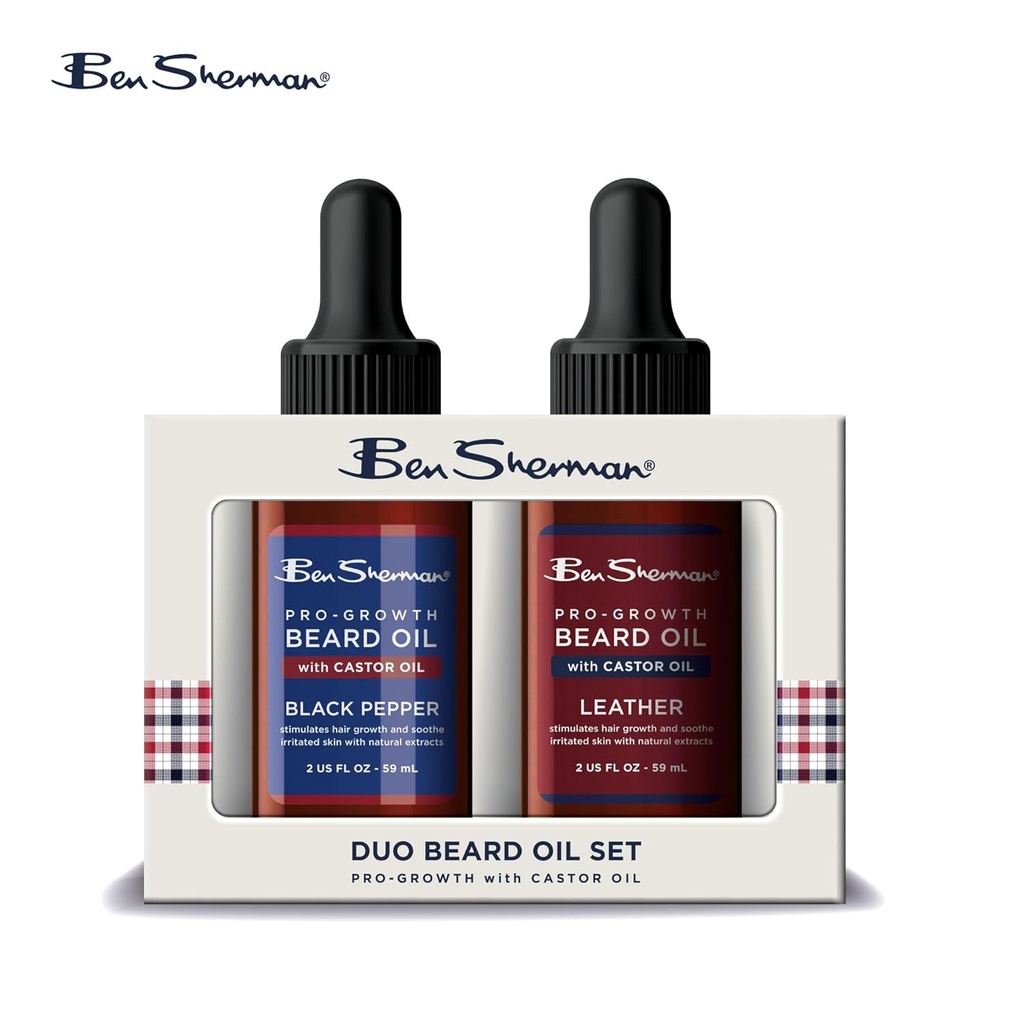 Ben Sherman Beard Oil for Men, 2 Pack Beard Growth Oil 1 Fl Oz