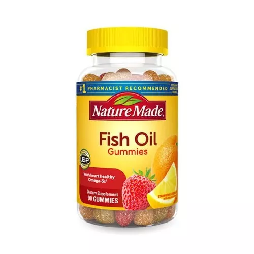 Nature Made Fish Oil Gummies, 90 with Heart-Healthy Omega 3s 57 mg, in Strawberry, Lemon, & Orange