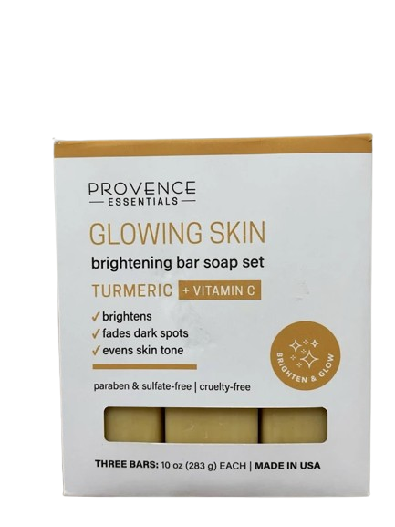 Provence Essentials - Glowing Skin Brightening bar soap set - Turmeric + Vitamin C - 3 bars