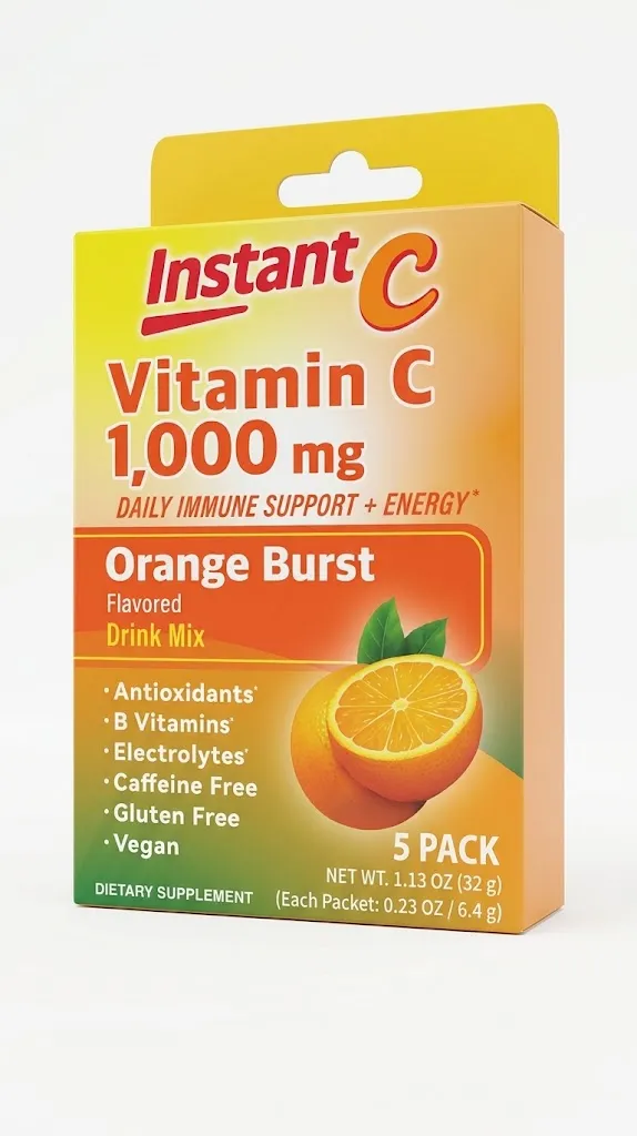 Instant C - Vitamin C 1,000mg - Strawberry-Kiwi - 5 Packs