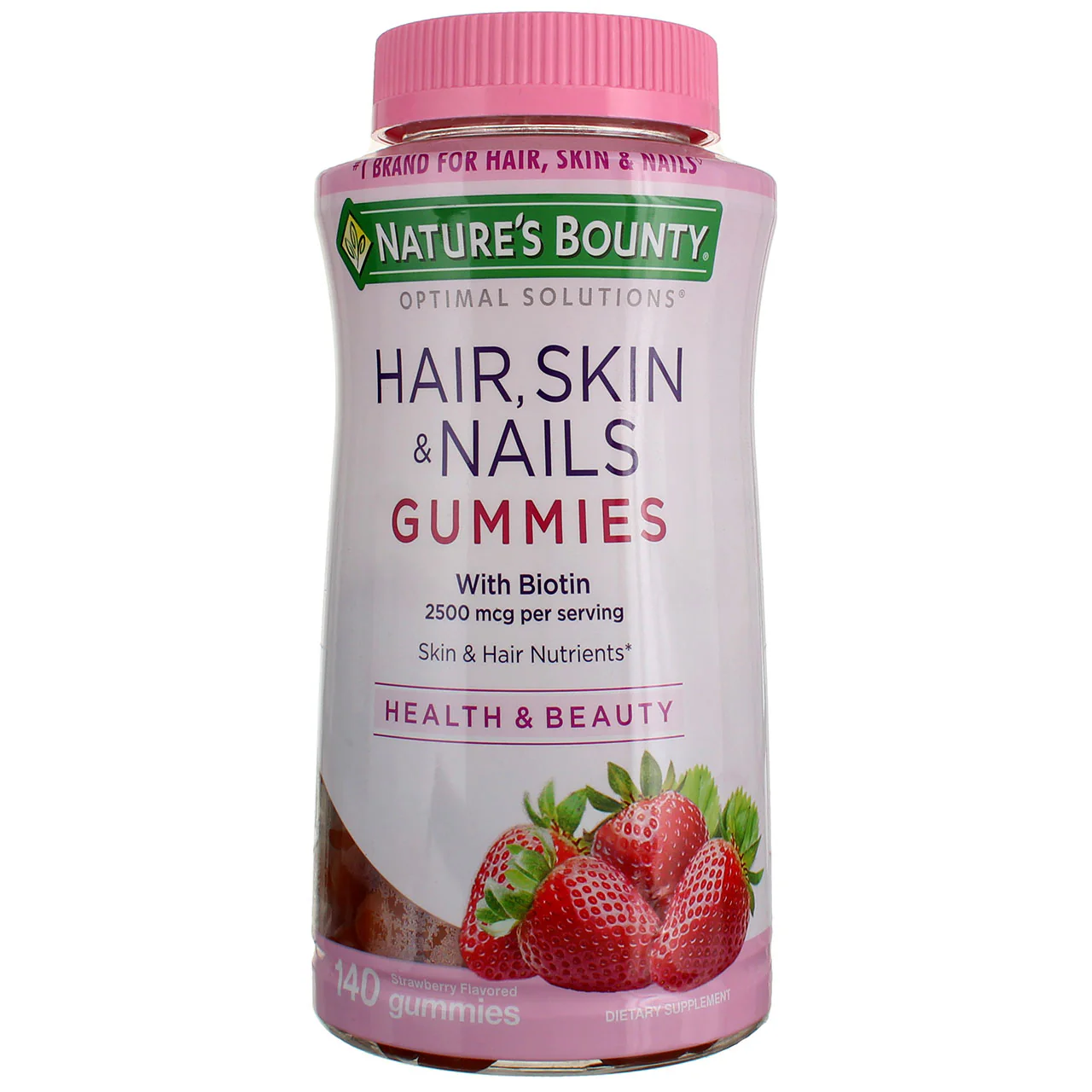 [SR] Nature's Bounty - Strawberry Flavored Hair, Skin & Nails Gummies, 140 gummies 2500 MCG BIOTIN     