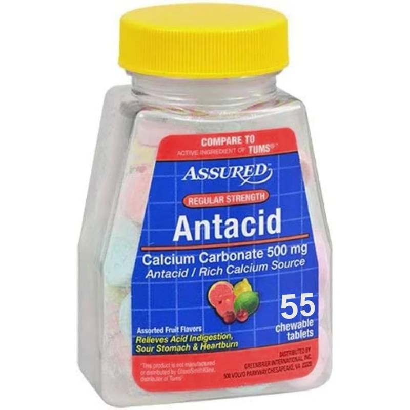 Assured Anti-Acid Antacid with Calcium, Regular, 55 Chewable Tablets