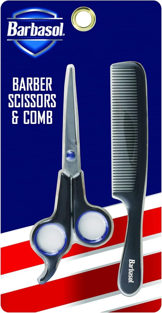 [DT] Barbasol Stainless-Steel Men’s Scissors and Comb, Cut/Style Your Hair With Ease, Easy-To-Clean, Rustproof