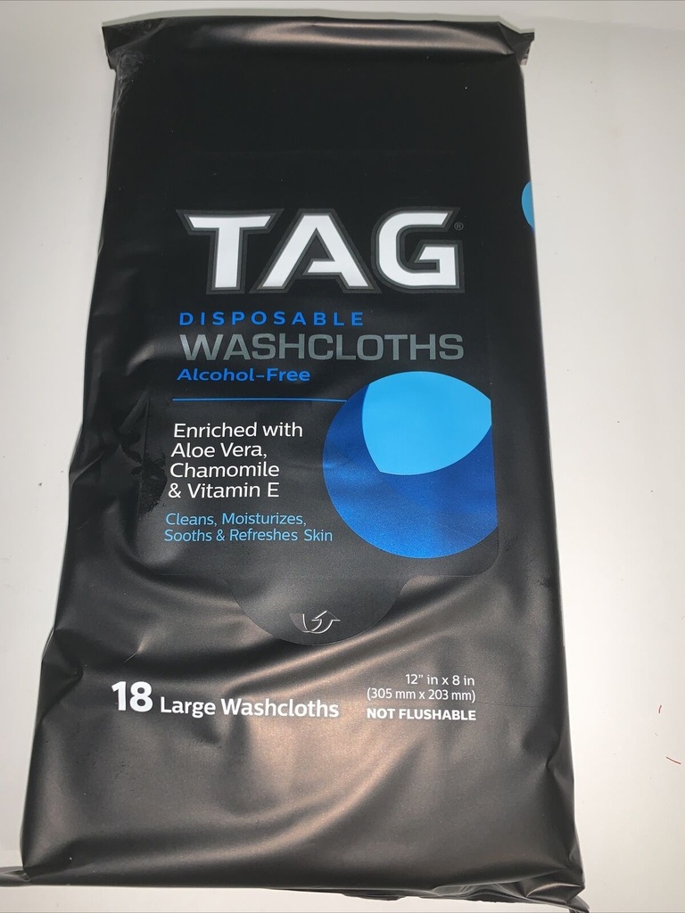 TAG Disposable Washcloths Alcohol-free 18 large
