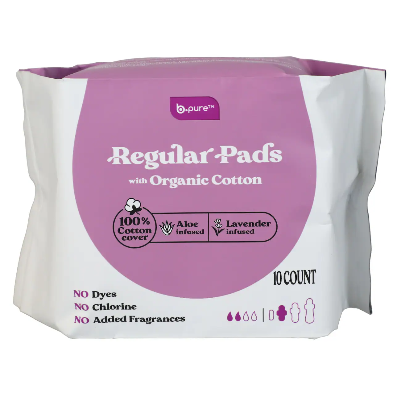 b.pure Lavender and Aloe Infused Overnight Pads, 6 ct