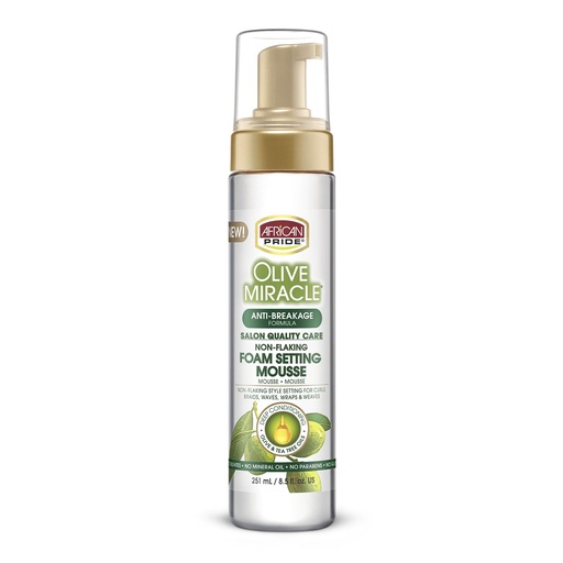 [FD] African Pride Olive Miracle Anti breakage formula Foam setting mousse, 8,5 oz. (251ml)