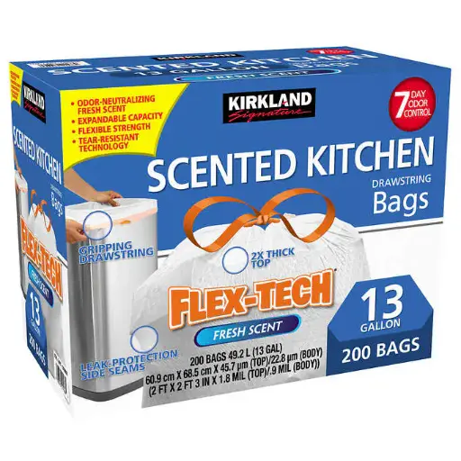[CC] Kirkland Signature Flex-Tech 13-Gallon Scented Kitchen Trash Bags, 200-count