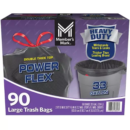 [SC] Member's Mark 33-Gallon Power Flex Drawstring Trash Bags 90 ct.