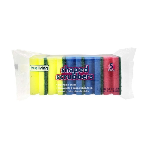 [DG] Trueliving Shaped Scrubbers sponges, Multi-Purpose, 5 ct 