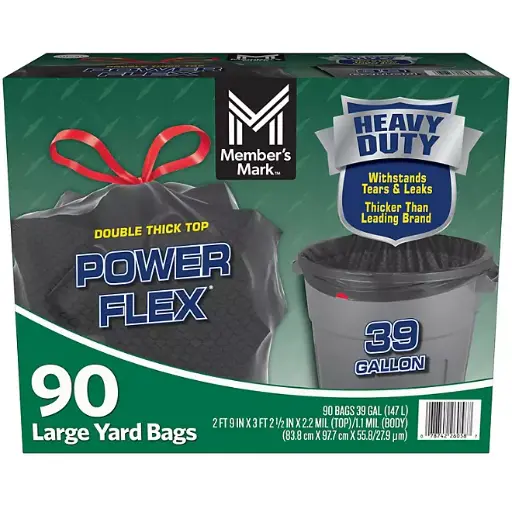 [SC] Member's Mark Heavy Duty 39-Gallon Yard Trash Bags, Unscented, 90 ct.