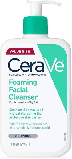 [SC] CeraVe - Foaming Facial Cleanser - Niacinamide & Hyaluronic Acid - 12 fl. oz  - 355mL