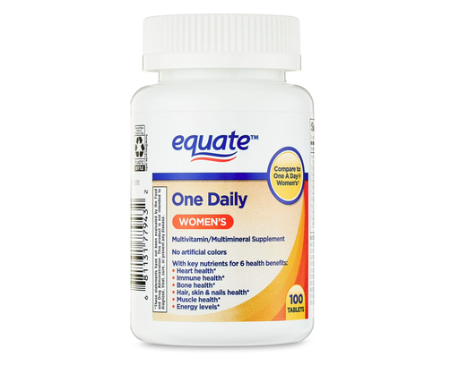 [WM] Equate One Daily Women's Multivitamin/Multimineral Supplement Tablets for Women's Health, 100 Count, Compare to One a Day® Women's