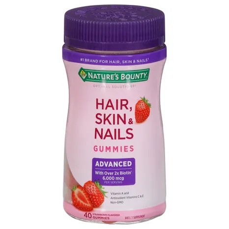 [SR] Nature's Bounty - Hair, Skin & Nails, 6000 mcg, gummies, Strawberry Flavored, Advanced - 40 ct.