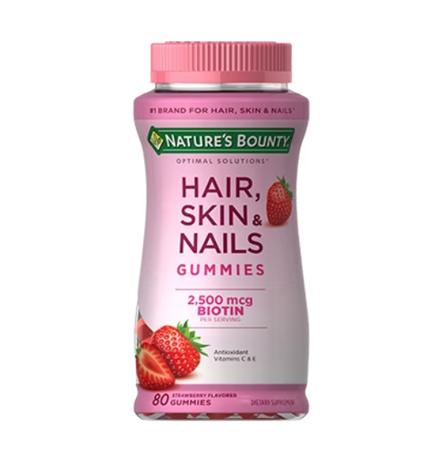 [SR] Nature's Bounty - Hair Skin Nails Gummies 2500 mcg Strawberry Flavor, 80CT 